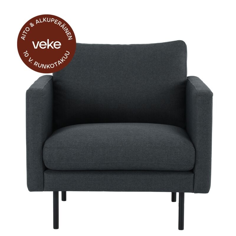 Scandic Copenhagen nojatuoli tummanharmaa Malmo 96, mustat jalat